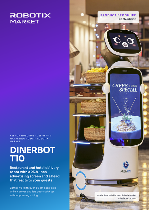 Robot kelnerski i marketingowy Keenon DINERBOT T10 – Broszura produktu